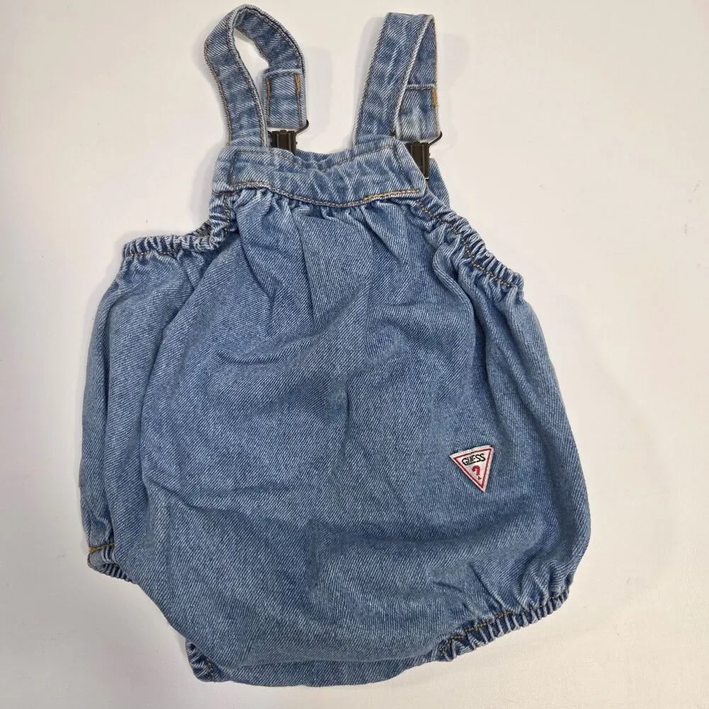 Vintage Guess Denim Bubble Romper 0-3 months 90s Baby
